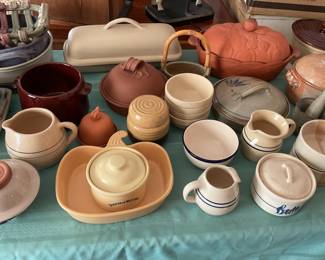 large collection of pottery