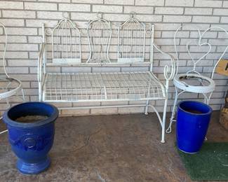 metal bench -39x21x38, chairs-13x36, bear-30”h