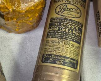 Vintage brass Pyrene Manufacturing Company fire extinguisher 
