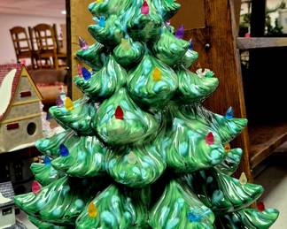 Much, much modern, vintage and collectible Christmas. Vintage 2 pcs. ceramic lighted Christmas tree 