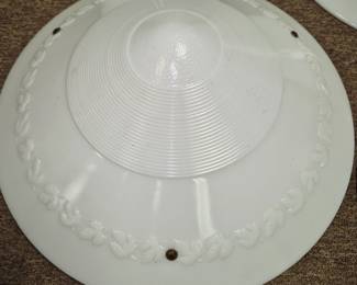 Vintage lighting. 6 antique milk glass hanging light shades from Conception Abbey