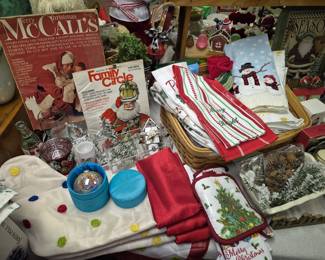 Christmas linens, blankets and quilts