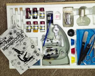 Much, much miscellaneous from 8 different estates and households. K Mart microscope set