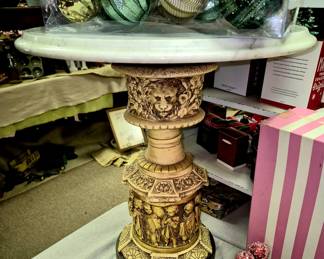 Vintage marble top resin base table