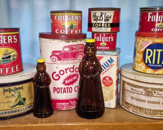 Vintage advertising tins and cans