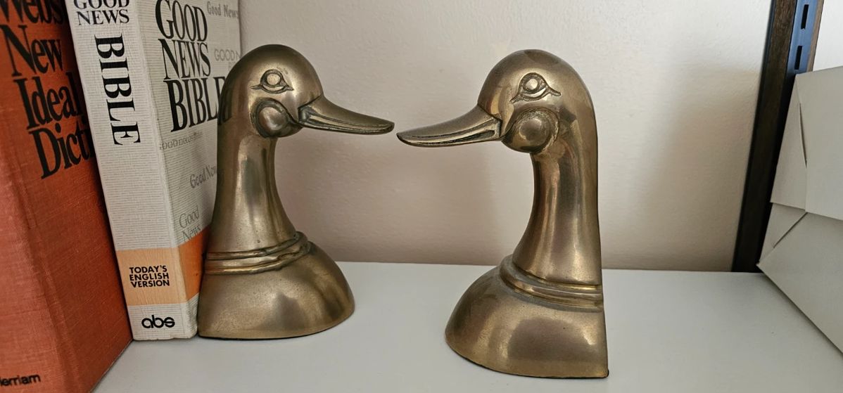 Vintage Brass Duck Bookends
