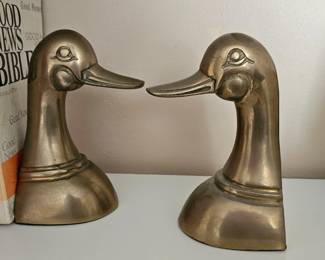 Vintage Brass Duck Bookends 