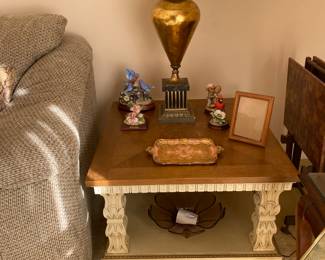 1963 Regal Lane collection carved Carpathian wood coffee table and end tables.