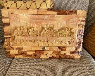 carved wood last supper