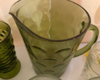 Hazel Atlas Eldorado green glass pitcher