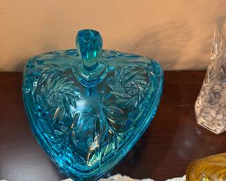 Hazel Atlas Glass capri blue candy dish