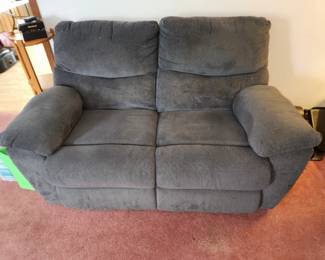 Blue double recliner loveseat
