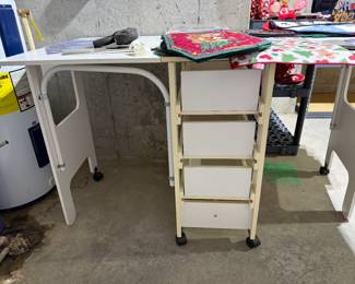 FOLDING SEWING OR CRAFT DESK W/3 STORAGE DRAWERS