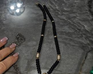 Black onyx French bulldog charm