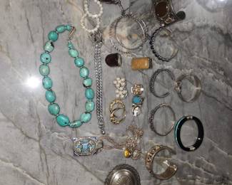 KJL TURQUOISE, STERLING 14KT, AMBER CUSTOM STERLING NECKLACE ETC