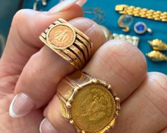 Mexican Coin Gold Rings