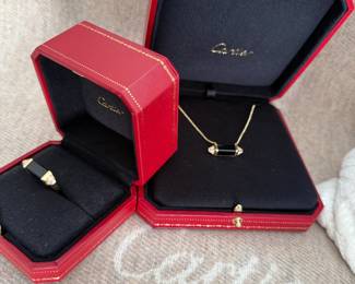 Cartier "Les Berlingots de Cartier" Black Onyx & Diamond 18kt Gold Set - JUST STUNNING! Retail is $5,850 each piece - asking $5,000 each piece - like new barely worn