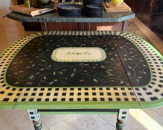 Cutest Ever Mackenzie Childs Style Painted Wood Table