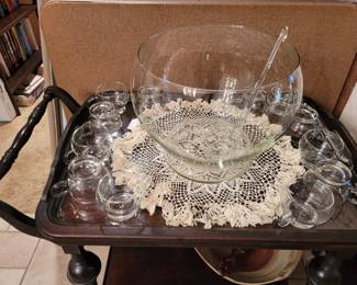 Punch Bowel and serving cart