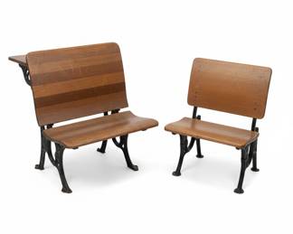 Antique Cast Iron Wood School Desks