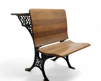 Antique Cast Iron Wood School Desk