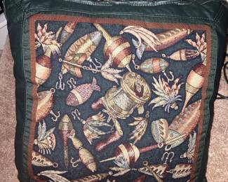 Leather tapestry pair of pillows