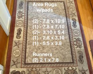 All rugs include pads. All same pattern.