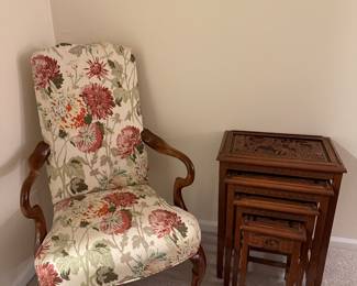 Asian nesting tables, Queen Anne Arm Chair