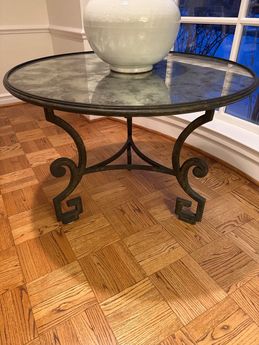 Dennis and Leen Greek Key Occasional Table 40” dia x 29.5”H  