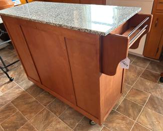 Rolling kitchen island with marble top