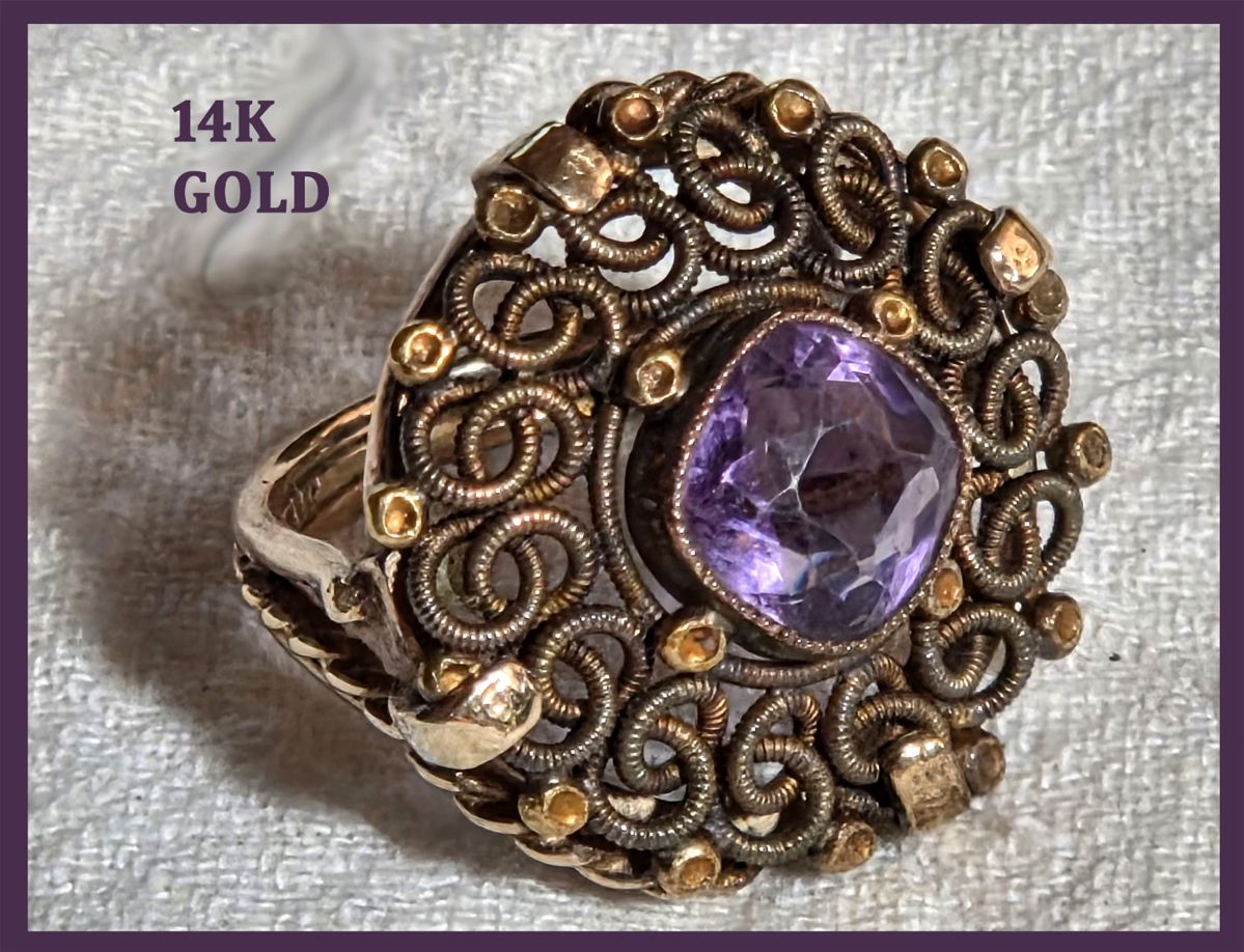 Gorgeous 14K Gold Ring; Marked and Tested