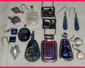 Dichroic Jewelry Some Sterling Pcs
