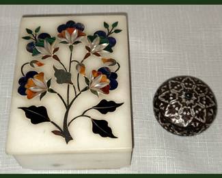 Inlaid Mother of Pearl Marble Trinket Box