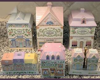 Lenox Canister Set, Covered Butter Dish and Salt and Pepper Shakers in Holder 