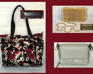 Vera Bradley Tote;  Disney Alice in Wonderland Retired Pattern in Excellent Condition and Elegant Lisset Clutch or Chain Purse and Nice Calvin Klein Bag 