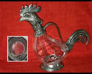 Valpetro Pewter Rooster Decanter Italy