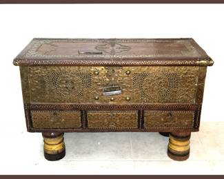 Zanzibar or African Lamu Trunk with Studded Decoration & Lock 