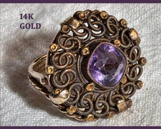 Gorgeous 14K Gold Ring; Marked and Tested