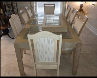 Dining Table with 6 Matching Chairs and 2 Other Compatible Chairs