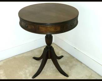 Vintage Drum Table with 2 Drawers