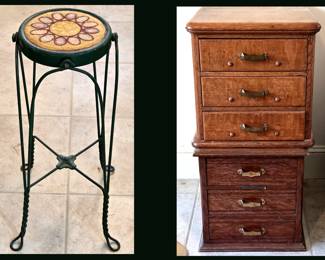 Great Old Stool and 2 Small Chests of Drawers