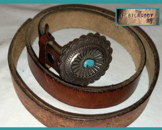 Ernest Bilagody Belt Signed E Bilagody; Tests Positive for Sterling Silver