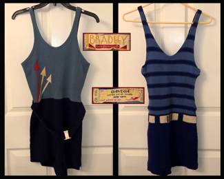 Grandpa's 1920s-30s Bathing Suits in Great Shape; These are SUPER COOL!! Bradley 100% Pure Wool and Davega United Sports Shops NY Pat. Date 1921