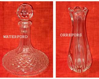 Waterford Decanter and Orrefors Vase