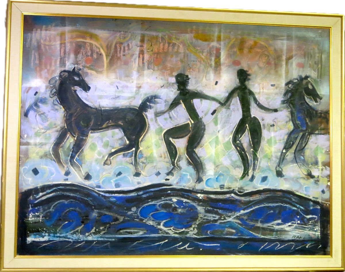 Bill Rane "Of Horses, Men,  And The Sea" Oil On Canvas