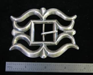 Old Pawn Navajo Sand Cast Silver Belt Buckle
