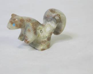 Garrick Acque Zuni Hand Carved and Etched Picasso Marble Squirrel Fetish