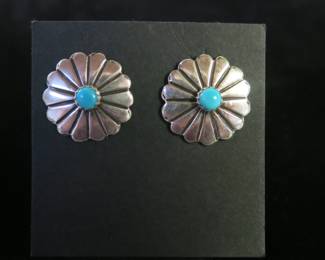 Elroy and Bernadine Chavez Navajo Sterling and Sleeping Beauty Earrings