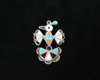 Old Pawn Zuni Thunderbird Inlay Brooch
