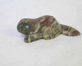 Michael Coble Zuni Carved Dragon's Blood Jasper Beaver Fetish